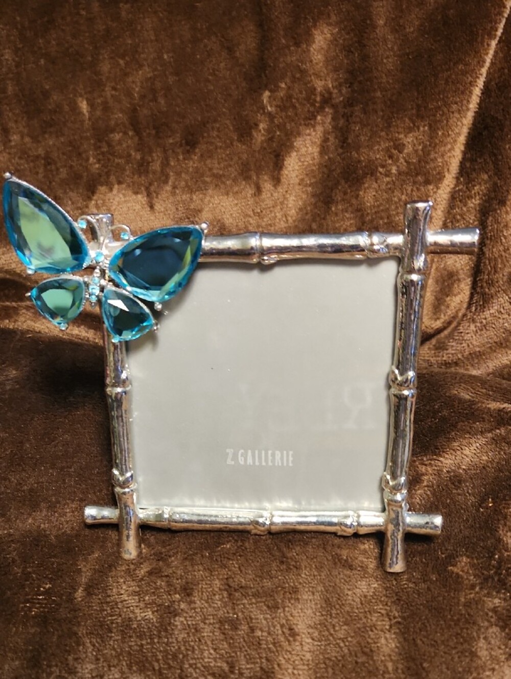 Z Gallerie Silver Frame with Blue-Green Crystal Butterfly - Picture 3 of 5